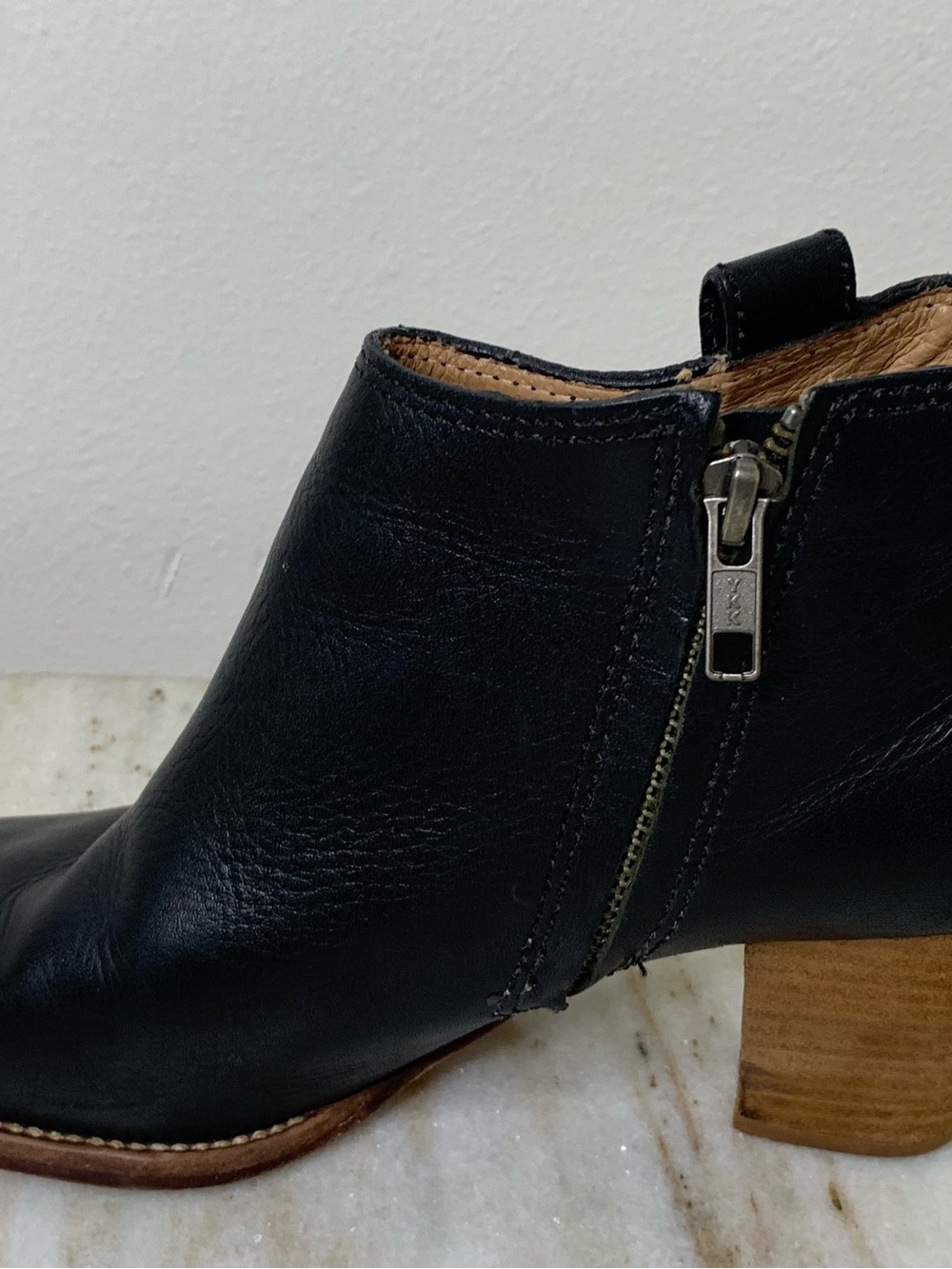 Madewell boot ankle “The Billie” black Leather style f5044 Stacked Sole - Picture 6 of 11